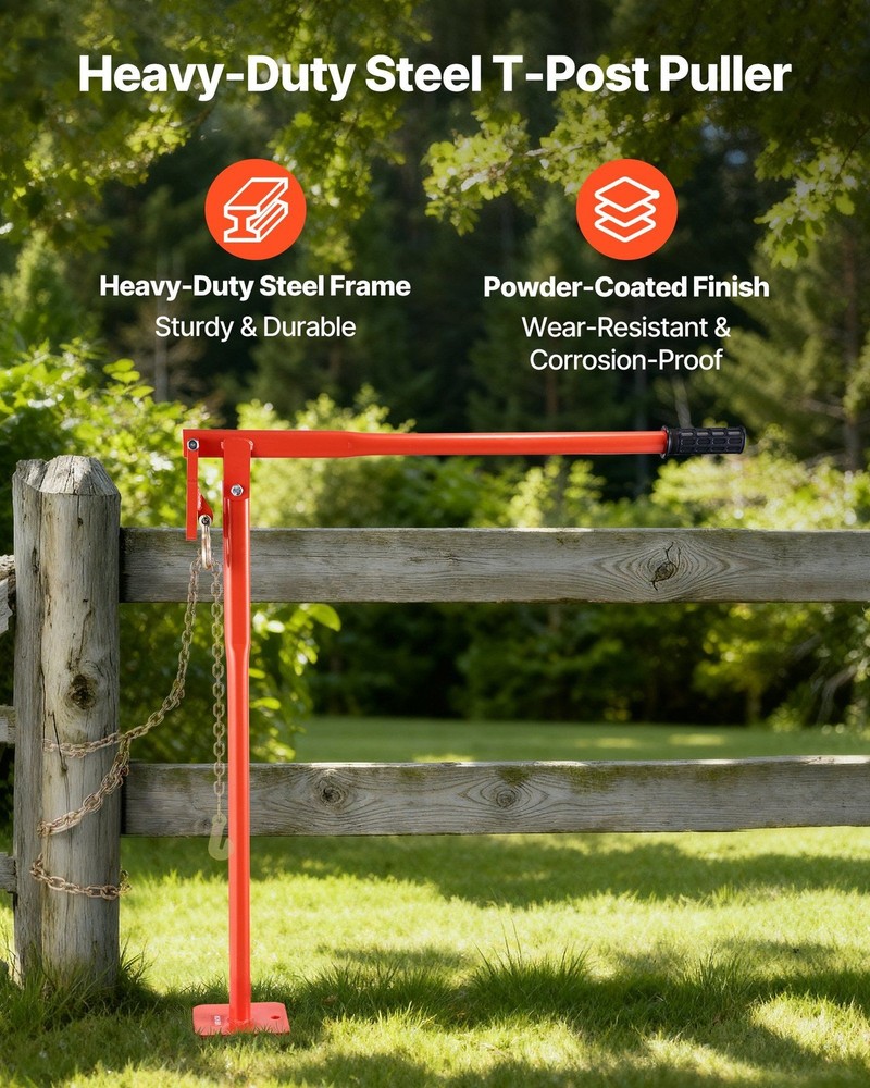36in T-Post Puller Heavy-Duty Steel 660lb Lever-Saving Pulling Tool