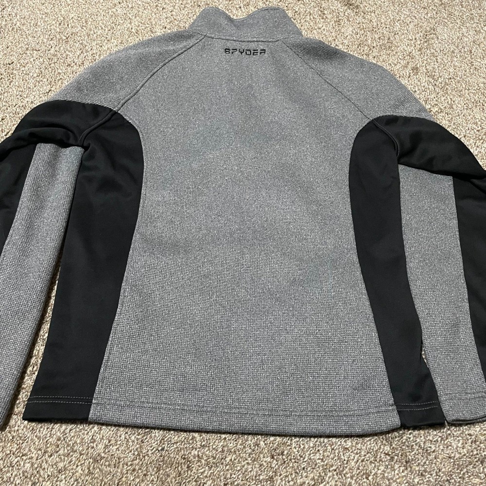 Spyder Gray Black Pullover Jacket Mens Medium M Half Zip Logo Athletic