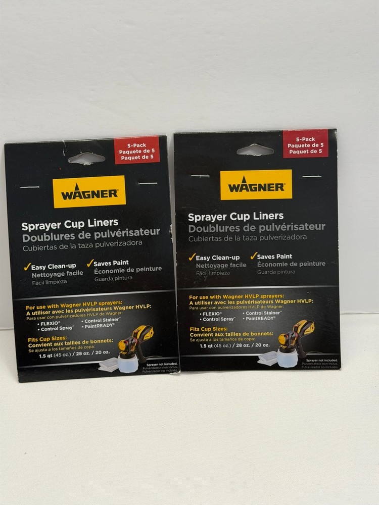 2-Wagner Sprayer Cup Liners 5-Pack Each 10 Liners For HVLP Sprayers