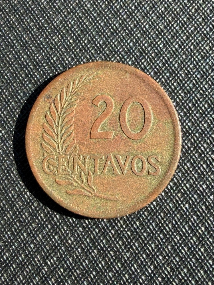 1944 PERU 20 CENTAVOS Coin