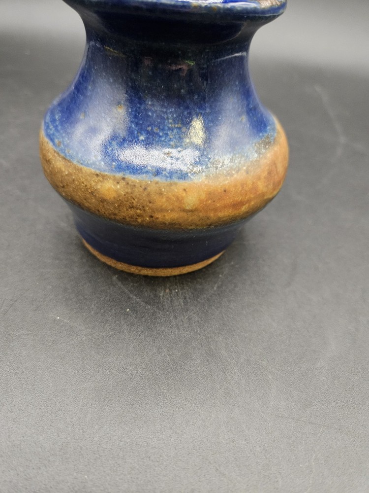 VTG. Pottery Vase Blue/Brown Signed