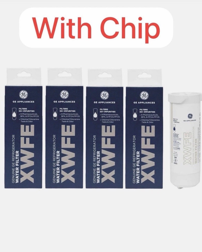 Genuine GE XWFE Refrigerator Water Filter Replacment WITH CHIP NEW IN BOX4 pack