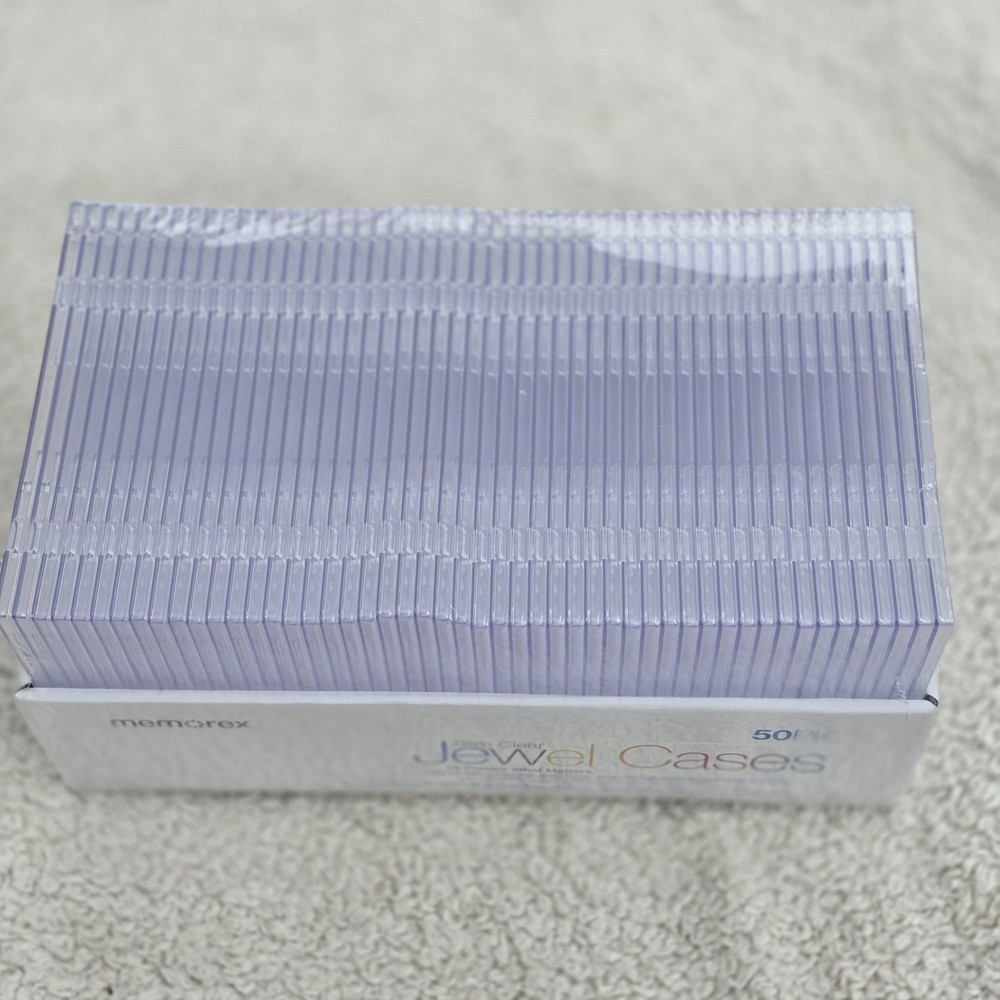 Memorex Slim Clear Jewel Cases 50 Pack CD Storage Replacement Half Size Plastic