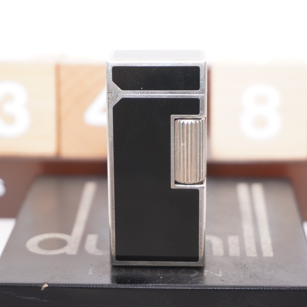 Dunhill Mini Lighter Silver & Black Lacquer_Ultrasonically Cleaned_Working