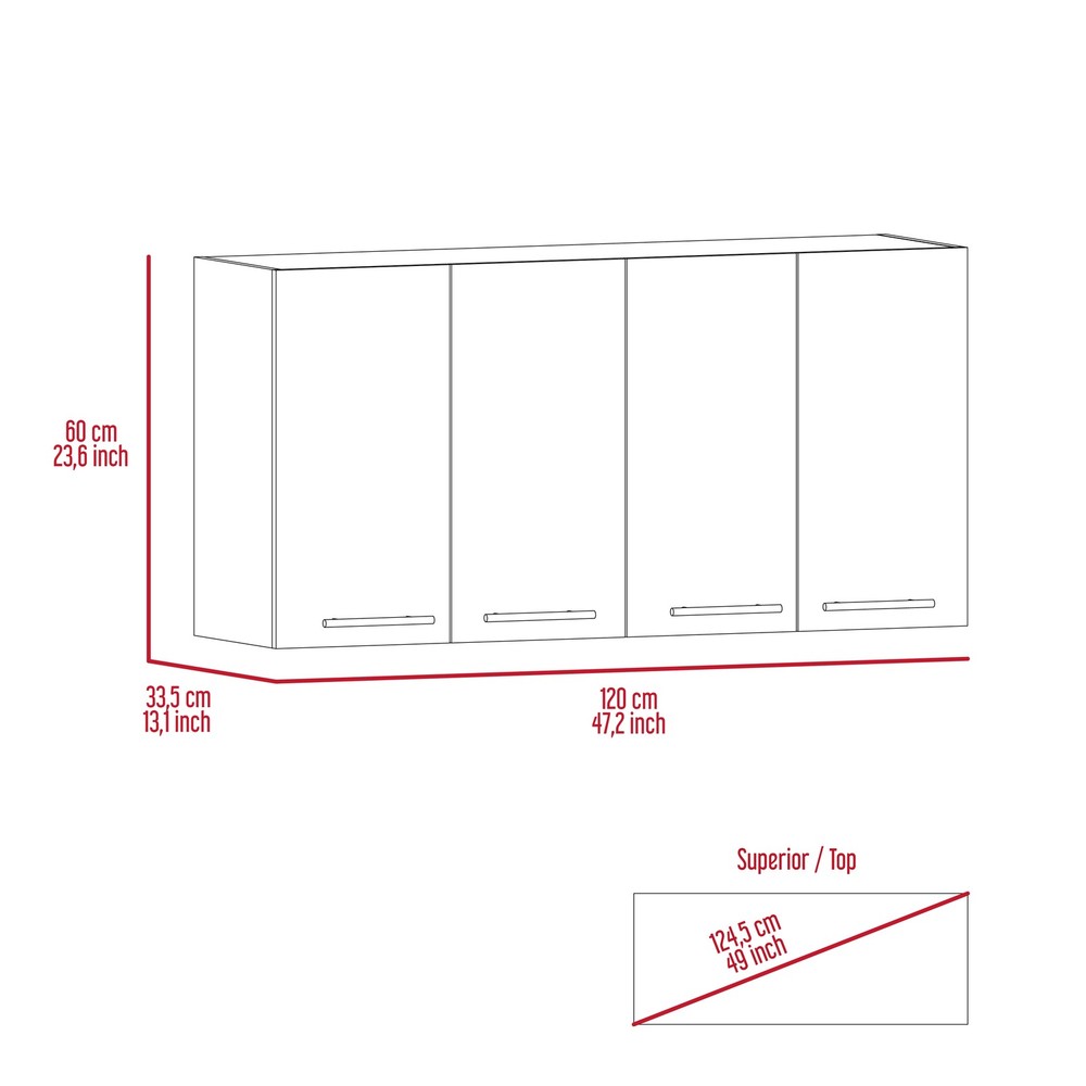 Rectangle Four Swing Doors Wall Cabinet Wenge