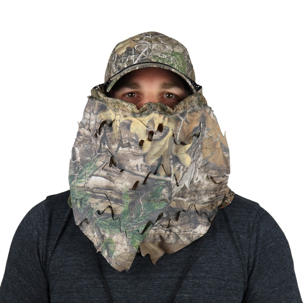BunkerHead 3D Leafy and Cotton Camo Head Concealment System, Real Tree Xtra