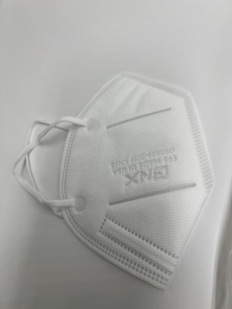 (QTY 50) BNX KN95 E95 Vertical Folding Earloop Style Protective Mask White