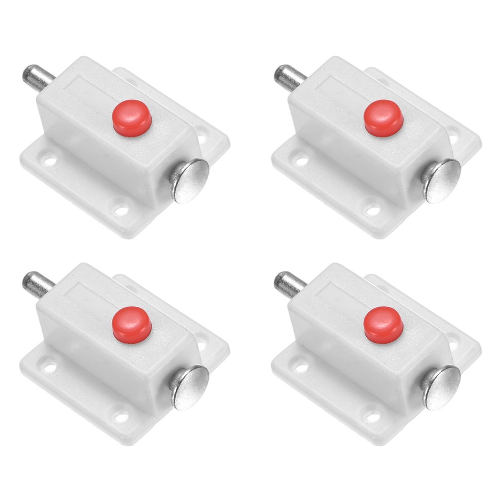 4-Pack Plastic Push Button Spring Loaded Latch for Cabinet Door [White]
