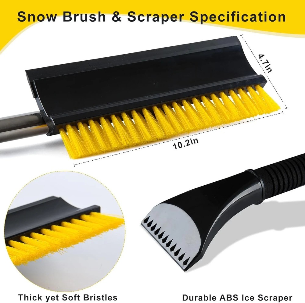 53_ Extendable Retractable Snow Brush & Ice Scraper for CarsSUVsTrucks - 360