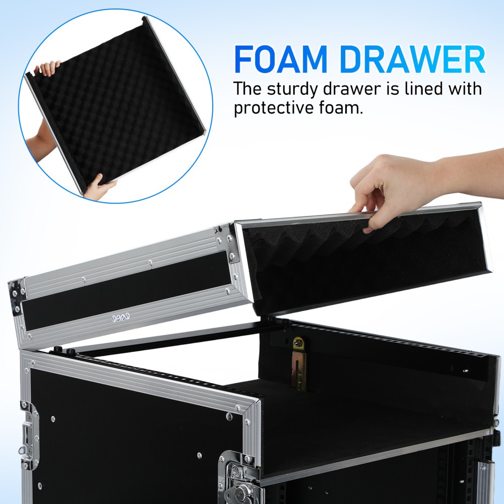 16U DJ Road Case Flight Case Tilted Mixer Stand & Work Table,Studio Rack Cabinet