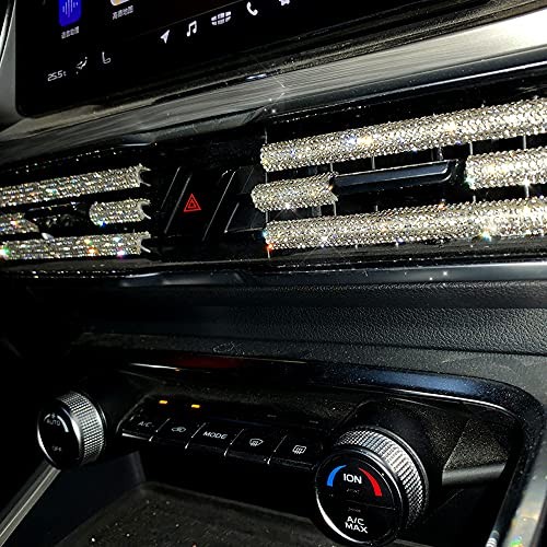 10PCS Bling Car Air Conditioner Vent Outlet Trim Decoration Strips,Shiny White