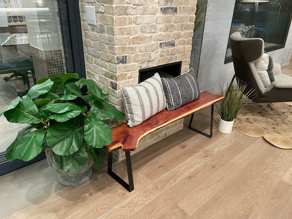 rustic wood bench