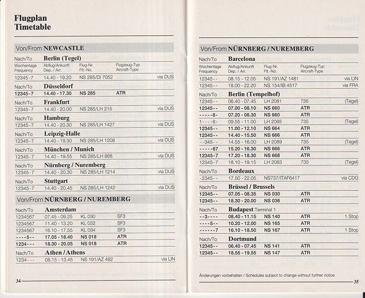 Eurowings timetable 1993/10/31