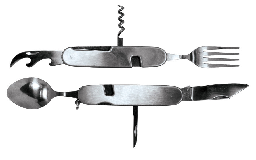 7-in-1 Stainless Steel Multi-Function Camping Tool, Utensils & Opener, in Pouch
