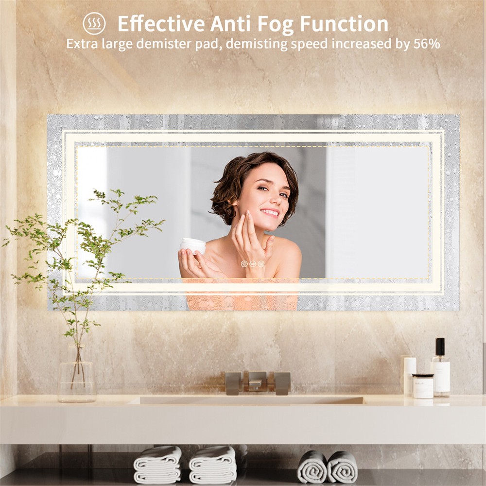 42''x20'' LED Wall Mirrors Sleek Backlit Bathroom Mirror Vertical & Horizontal