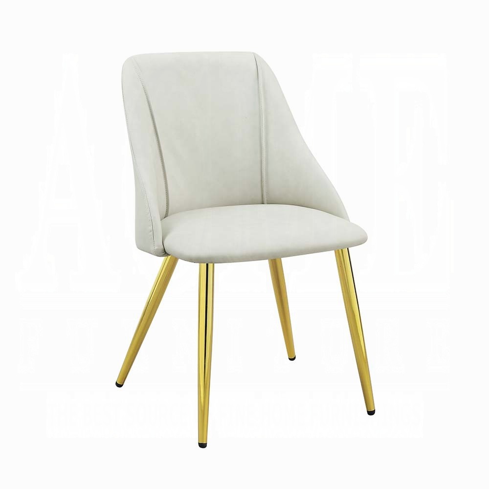 White and Gold Tight Back Side Chairs