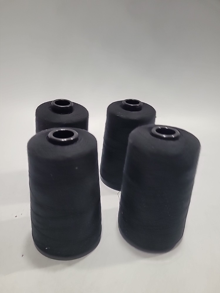 4 PACK of 5000 MTS each Spools BLACK Sewing Thread All Purpose 100% Polyester
