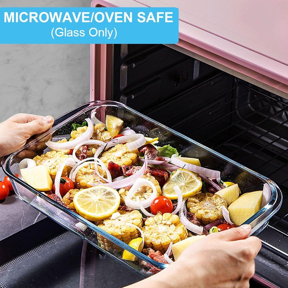 8 Pieces Glass Baking Dish with Lids Rectangular Glass Baking Pan Bakeware Set