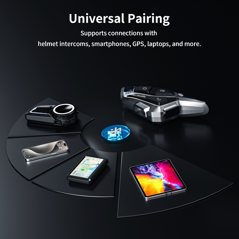 T6 Motorcycle Bluetooth Headset Helmet Intercom 2-Way 1000m Communication +Shell