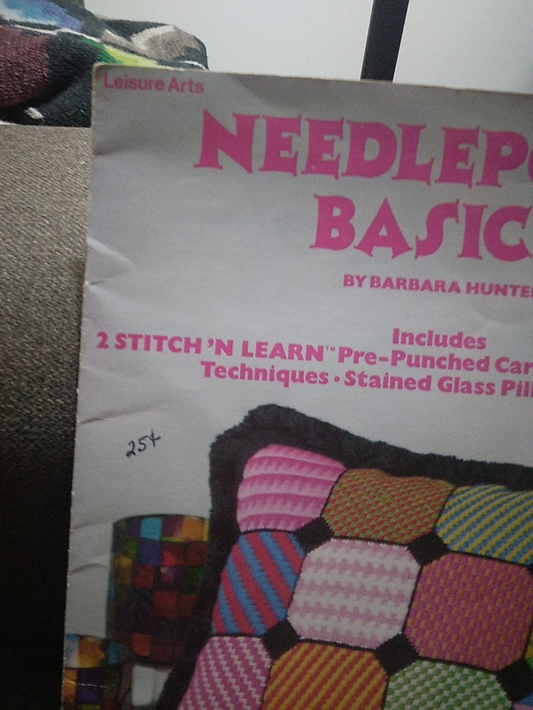 Vintage NEEDLEPOINT BASICS Pattern Booklet Stained Glass Pillow Pattern 1973