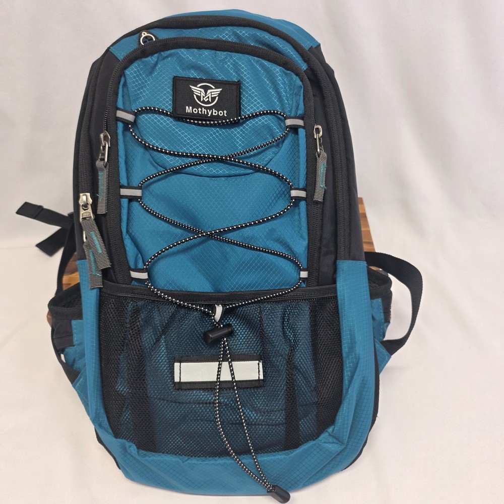 MothyBot Hydration Pack Backpack 2L Bladder Hiking Camping Blue Reflective