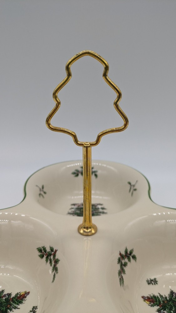Spode Christmas Tree 3 Section Server with Tree Handle 11 Inch