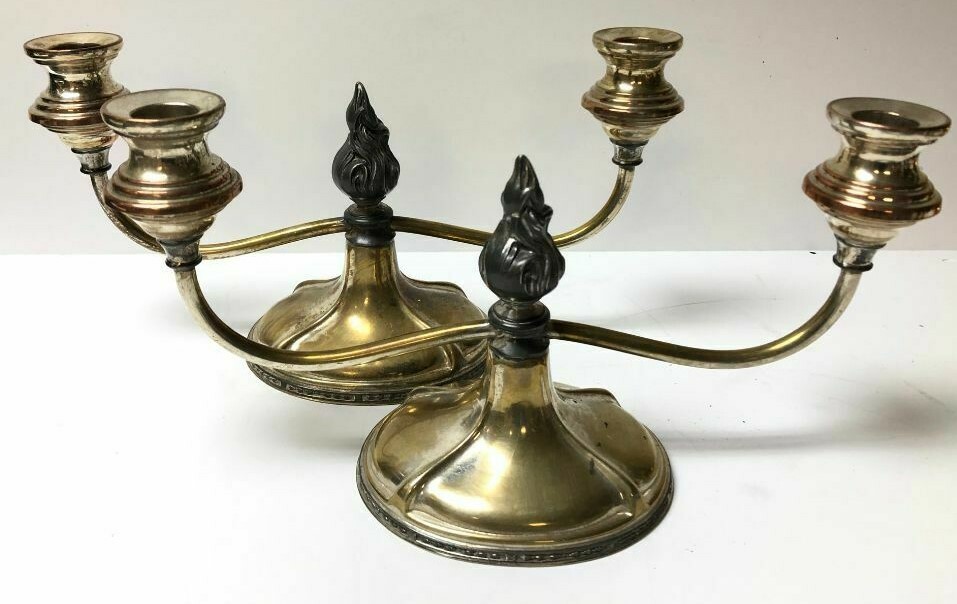 2 Arm Candlestick Holders Lawrence B. Smith Silver Co. Boston MA