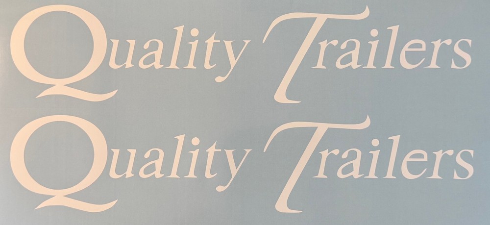 Quality Trailers Replacement Trailer Decals Stickers (Set 2) White 12"-36"