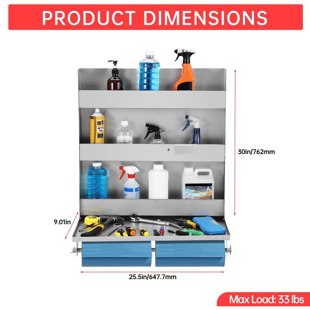 Metal Garage Tool Storage Cabinet Wall Mounted with Foldable Platform Workshop