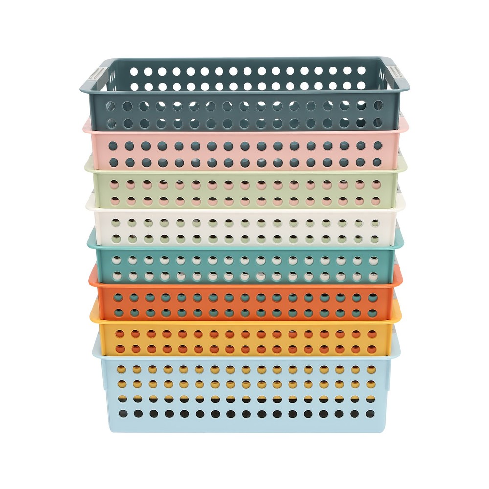 24 Pack Colorful Mesh Classroom Baskets, Stackable Storage Bin, Book Basket