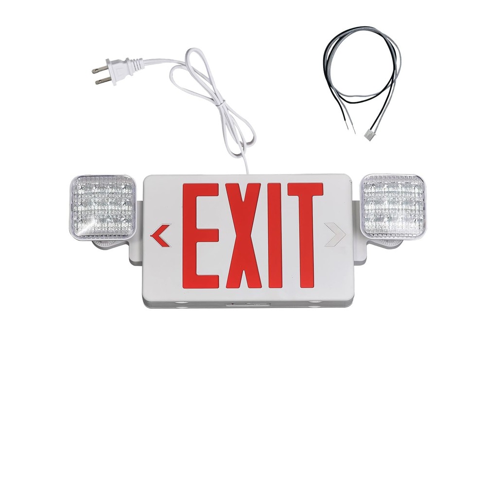 Red Corded Exit Sign with Emergency Lights, 1.0 Meter Plug in Exit Sign with ...