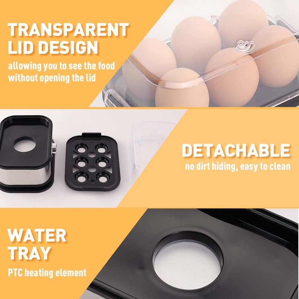 Smart Egg Cooker With Auto Shut, Rapid Eggs Cooker Electric 6 Egg Capacity