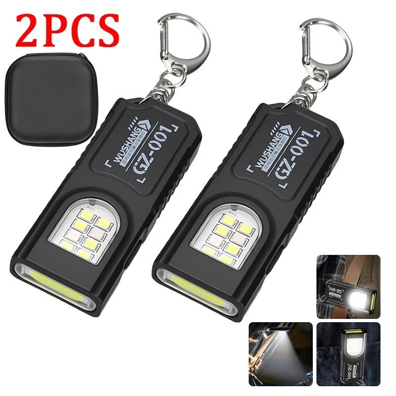 Powerful Mini LED Keychain Flashlight USB Rechargeable Waterproof EDC SOS Light