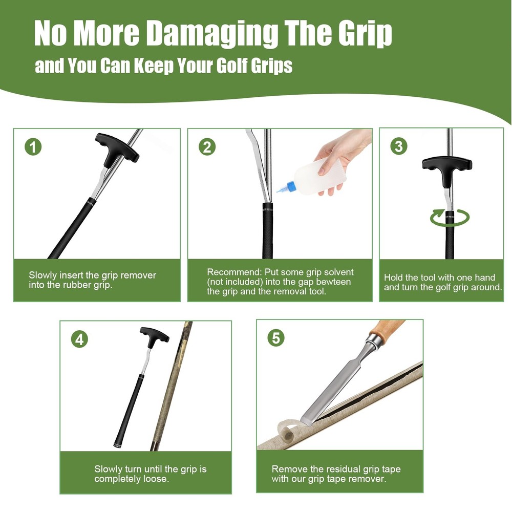 ELEMONY Golf Grip Removal Tool and Tape Tool, Silver