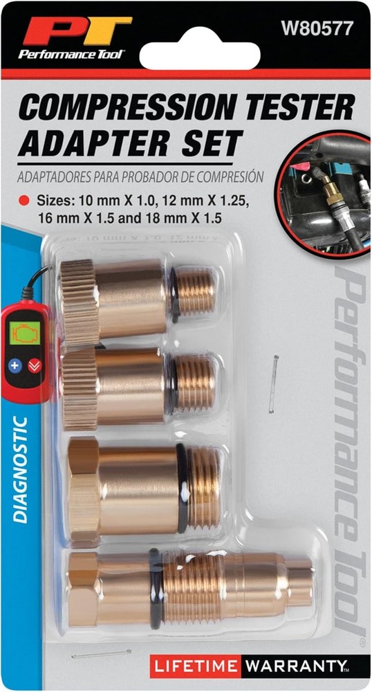 Performance Tool W80577 Compression Tester Spark Plug Adapters Set