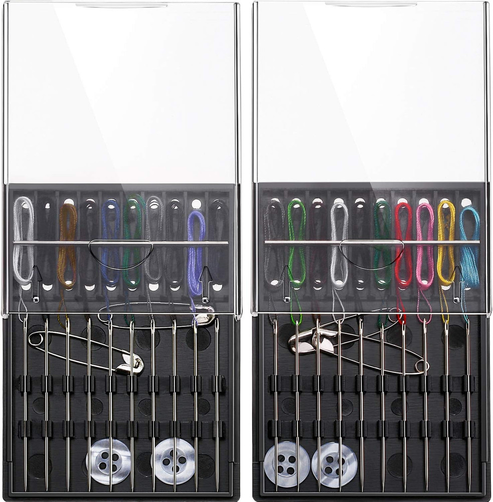 2 Boxes (20 Pcs) Pre Threaded Needle Kit Assorted Color (Rich Color)