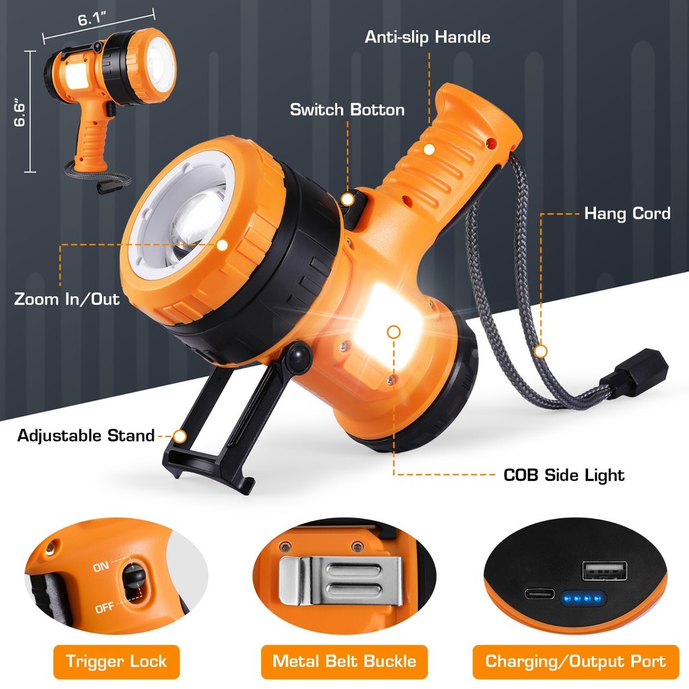 EverBrite Zoomable Spot Light with Foldable Stand 5 Light Modes Handheld LED