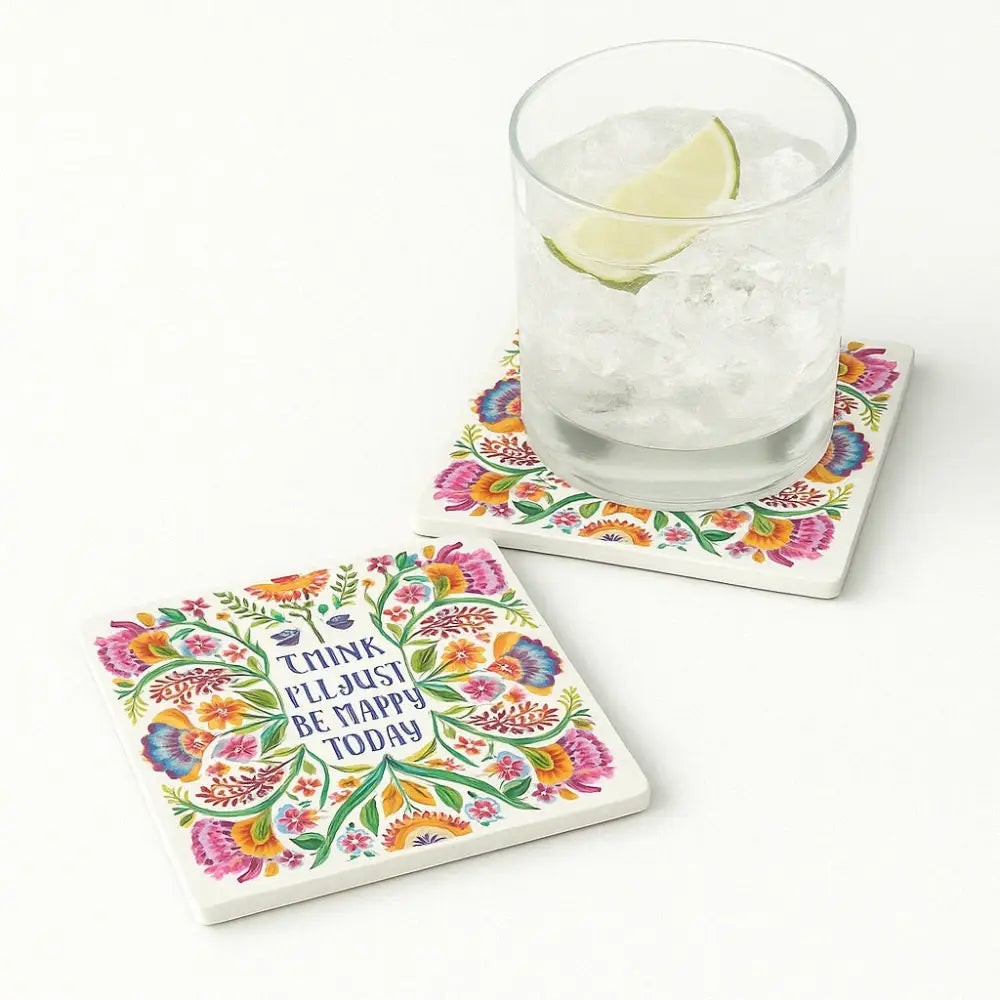 Handmade Coaster: Happy Today (Because Fck It)