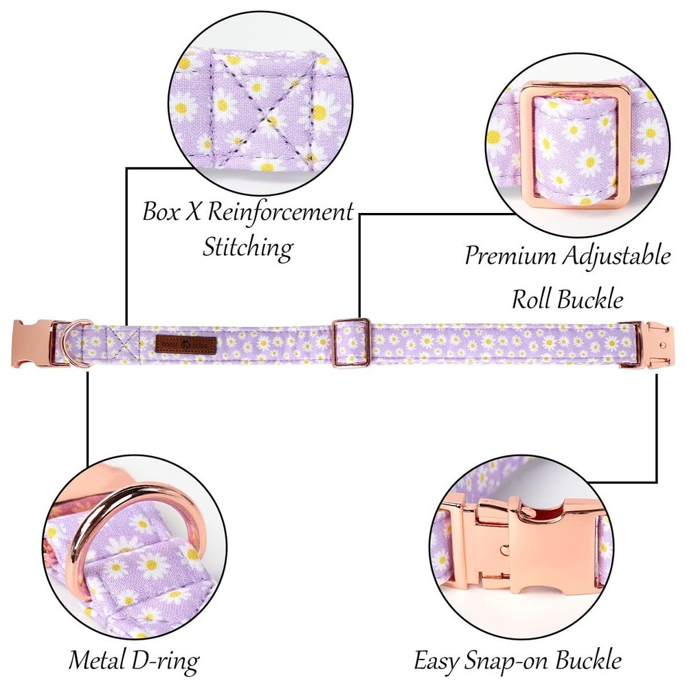 Spring Female Dog Collar with Flower Soft Comfortable Adjustable Daisy Collar...