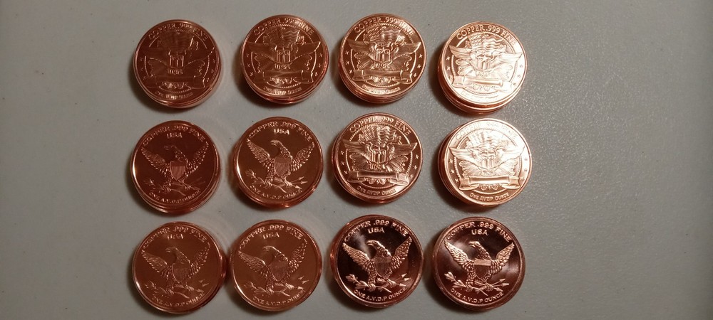 "12 Dinosaur Set" 1 oz AVDP .999 Copper Rounds