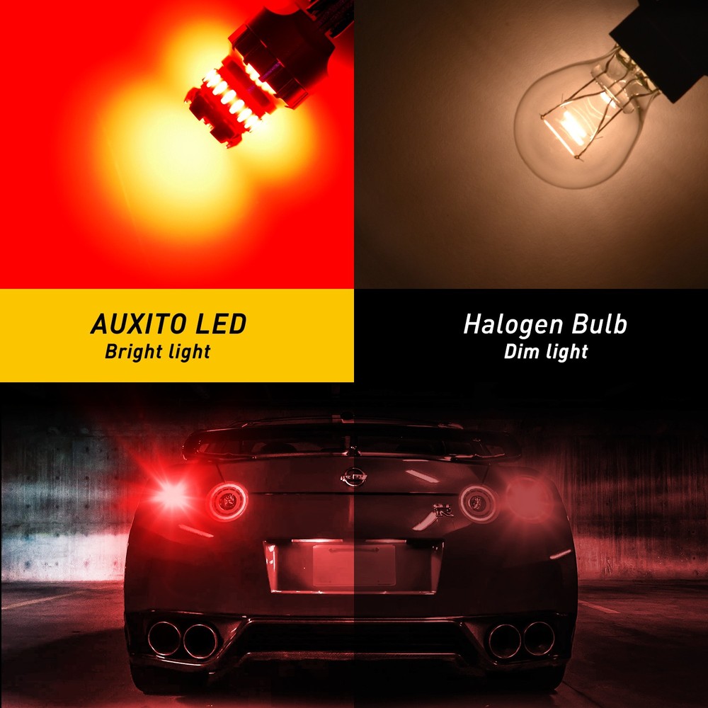 2x AUXITO Red 7443/7440 LED Turn Signal Parking Light Bulb No Hyper Flash Canbus