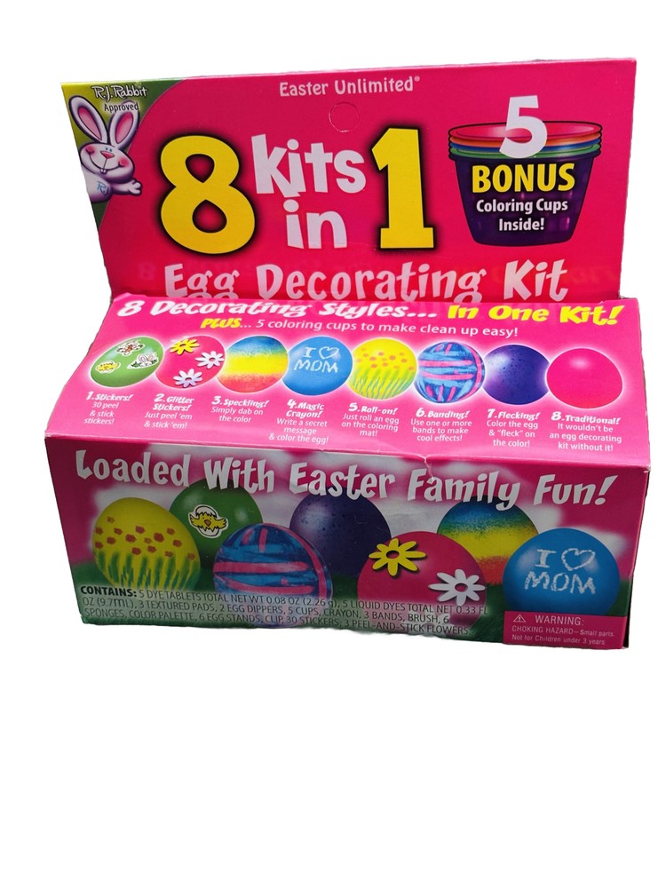 EASTER EGG DECORATING KIT RAINBOW COLOR. 8 Kits In 1.