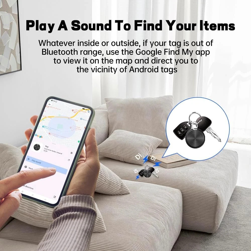 Android Tracker Tags 2 Pack, Smart Tag for Google Find My Device App (Android On