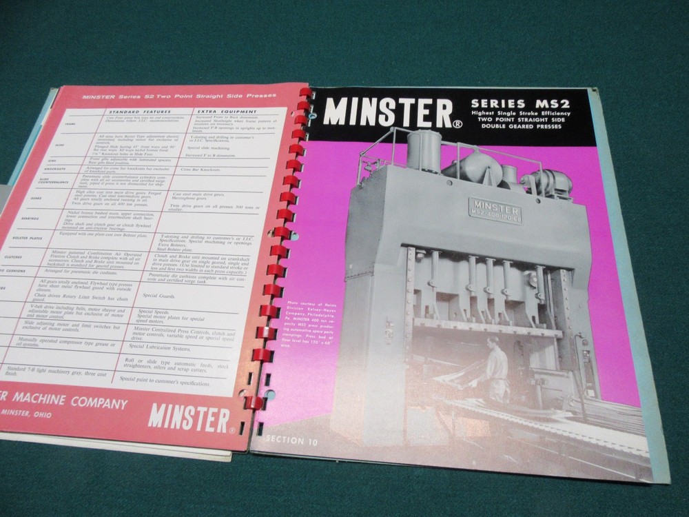Minster Presses Machine Tool Catalogs - Booklets