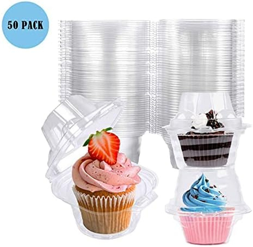 50 Pack Individual Cupcake Containers Plastic Cupcake Boxes Cupcake Holders Stac
