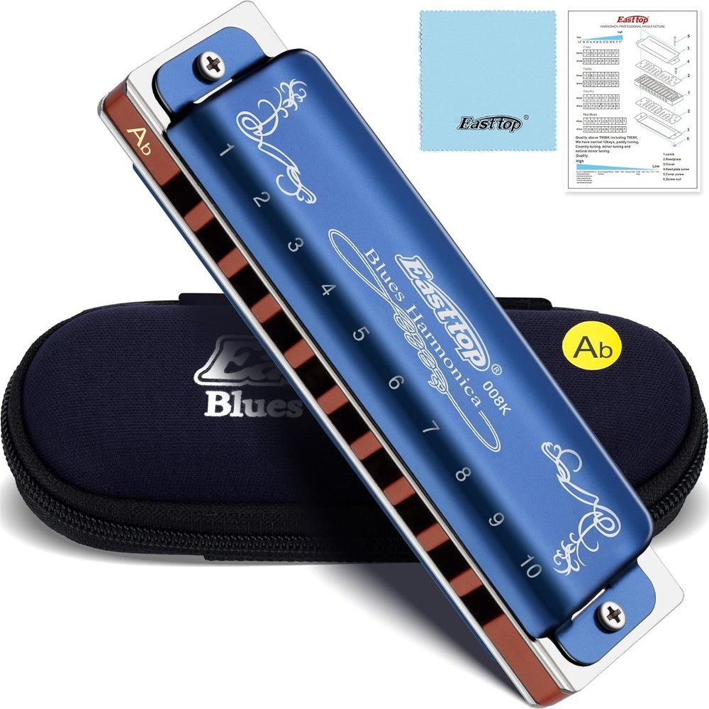Professional Diatonic Harmonica Key of Ab with Blue Case