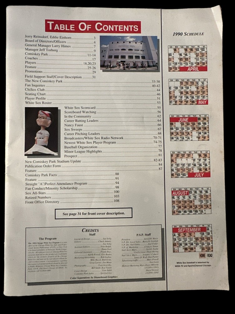 Vintage 1990 MLB Chicago White Sox Baseball Program Magazine Final Comiskey Park