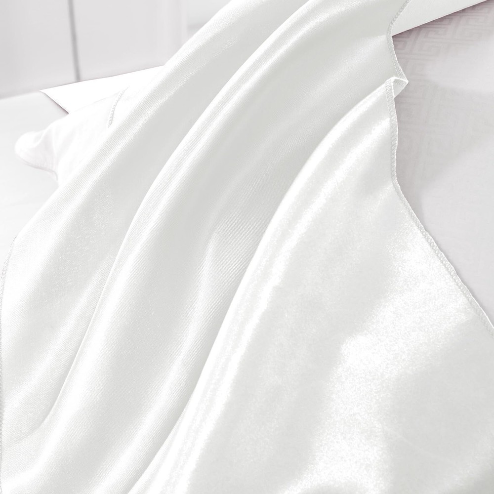 2 Pack White Table Runners 12 x 108 Inch Rectangular Smooth Satin Silk Table ...
