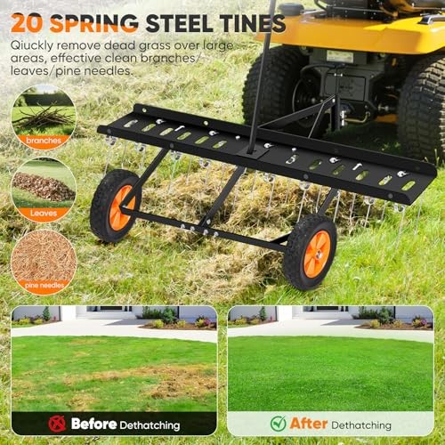 48-Inch Tow Behind Dethatcher, Pull Behind Lawn Dethatcher with 20 AGLD0003