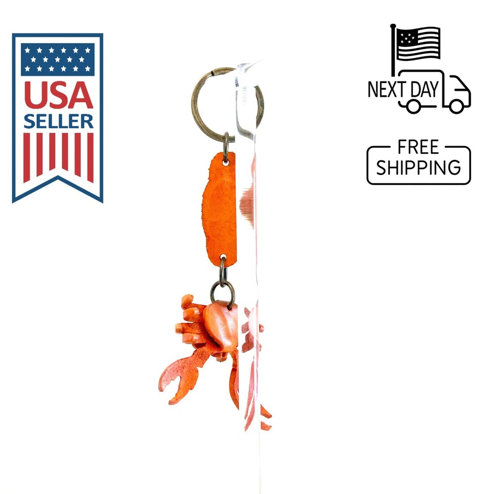 Crab Handmade Leather Keyring #1